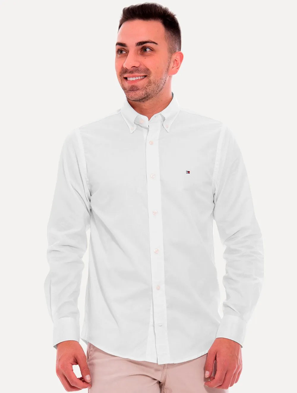 Camisa Tommy Hilfiger Masculina Regular Fit Classic Collar Branca