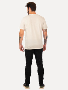Camiseta Colcci Masculina Regular Linho Logo Off-White Mescla