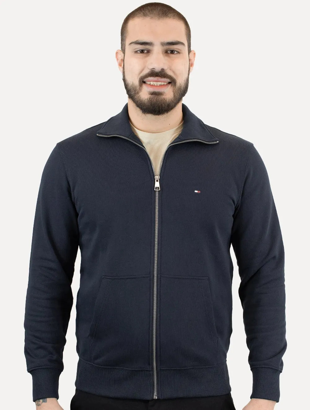 Moletom Tommy Hilfiger Masculino Essential Terry Zip-Thru Azul Marinho