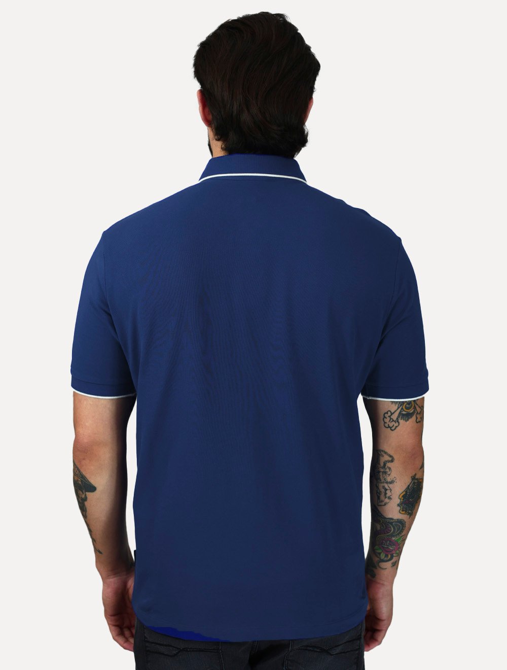 Polo Armani Exchange Masculina Regular Fit Dark Logo Icon AX Azul Royal