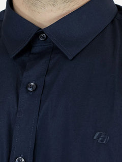 Camisa Colcci Masculina Slim Fit Básica Logo Azul Marinho