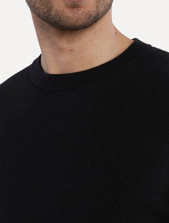 Moletom Calvin Klein Masculino Crewneck Piquet Tag Jogger Preto