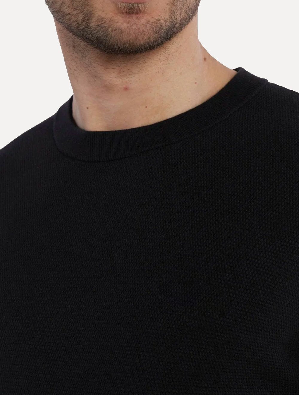 Moletom Calvin Klein Masculino Crewneck Piquet Tag Jogger Preto