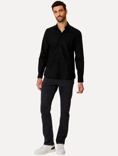 Camisa Dudalina Masculina Slim Fit Superfine Cotton Light Lisa Preta