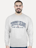 Moletom Tommy Jeans Masculino Relaxed C-neck Varsity Cinza Claro Mescla