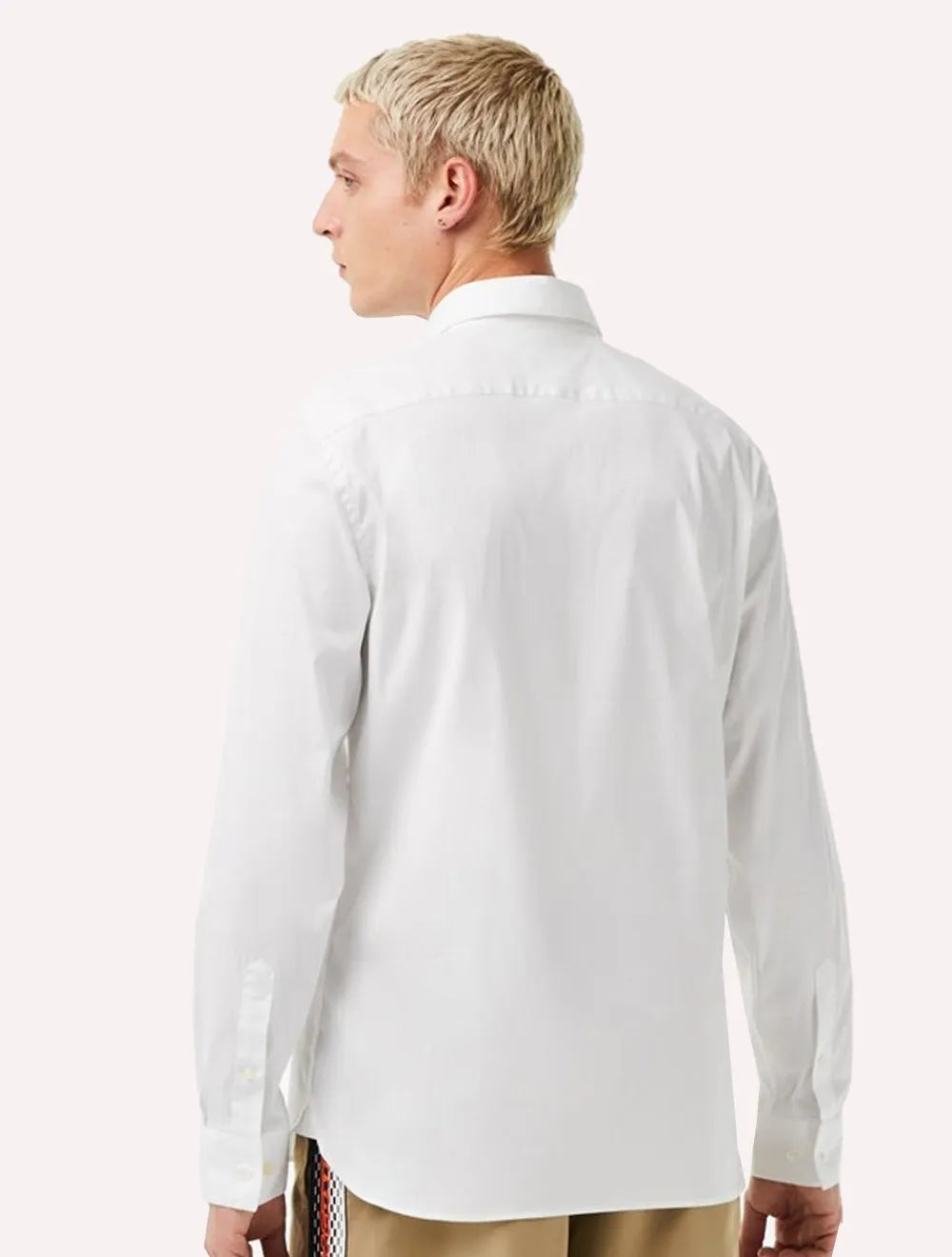Camisa Lacoste Masculina Slim Fit Popeline Stretch Mono Branca