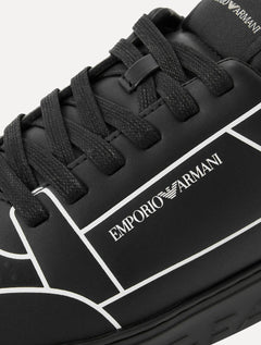 Tênis Empório Armani Masculino Couro White Line Preto