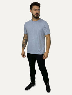 Camiseta Aramis Masculina Malha Fio a Fio Azul Mescla