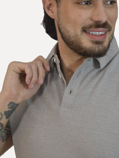 Polo Aramis Masculina Cotton Piquet Basic Cinza Mescla