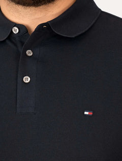 Polo Tommy Hilfiger Masculina Slim Piquet Classic Flag Cuff Azul Marinho