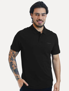 Polo John John Masculina Slim Fit HIgh Mono Preta