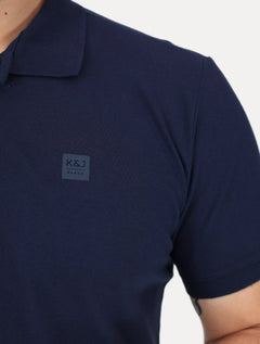Polo K&J Black Masculina Premium Flex Slim Azul Marinho