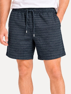 Bermuda Calvin Klein Jeans Masculina Cordão Cotton Stripes Azul Indigo