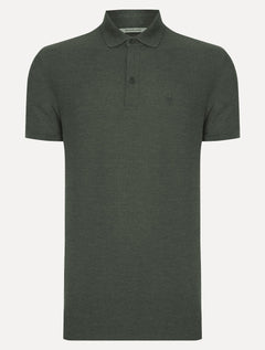Polo Dudalina Masculina Piquet Basica Logo Bordado Verde Militar Mescla