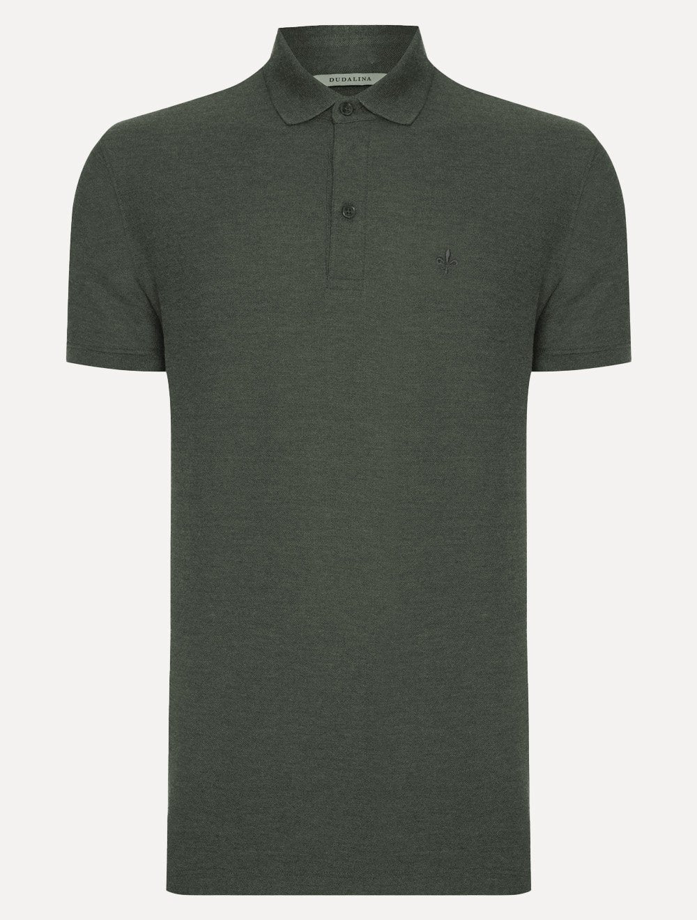 Polo Dudalina Masculina Piquet Basica Logo Bordado Verde Militar Mescla