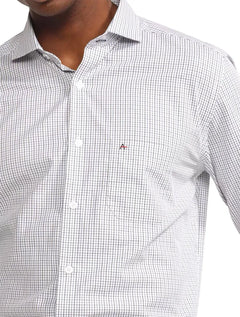 Camisa Aramis Masculina Regular Tricoline Micro Grid Xadrez Azul Preta Branca