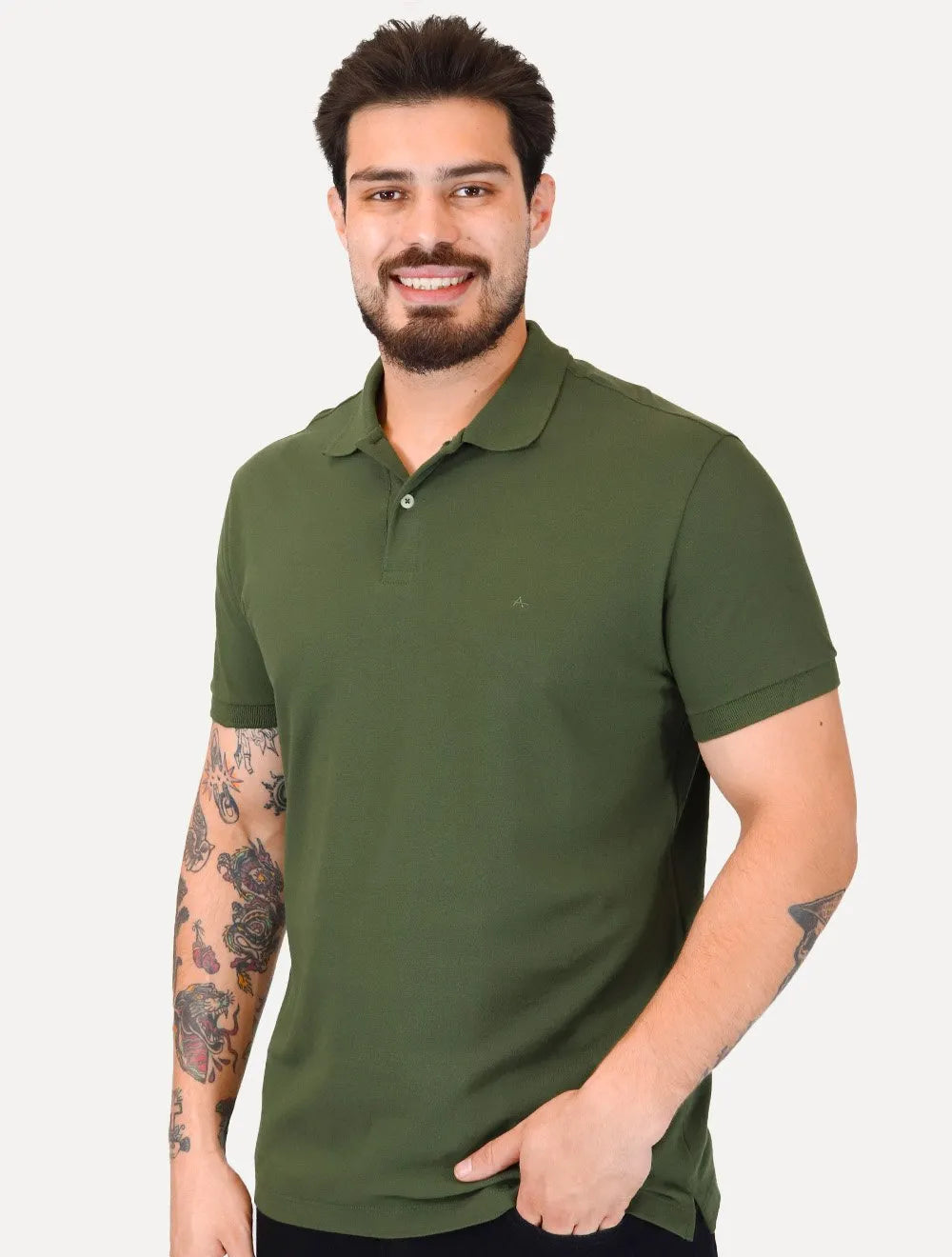 Polo Aramis Masculina Piquet Basic Mono Verde Militar