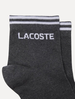 Meias Lacoste Cano Curto Sport Low Cotton Grafite / Branca Pack 2UN