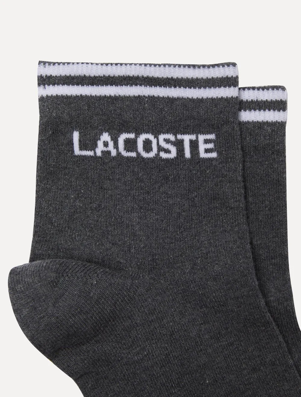 Meias Lacoste Cano Curto Sport Low Cotton Grafite / Branca Pack 2UN