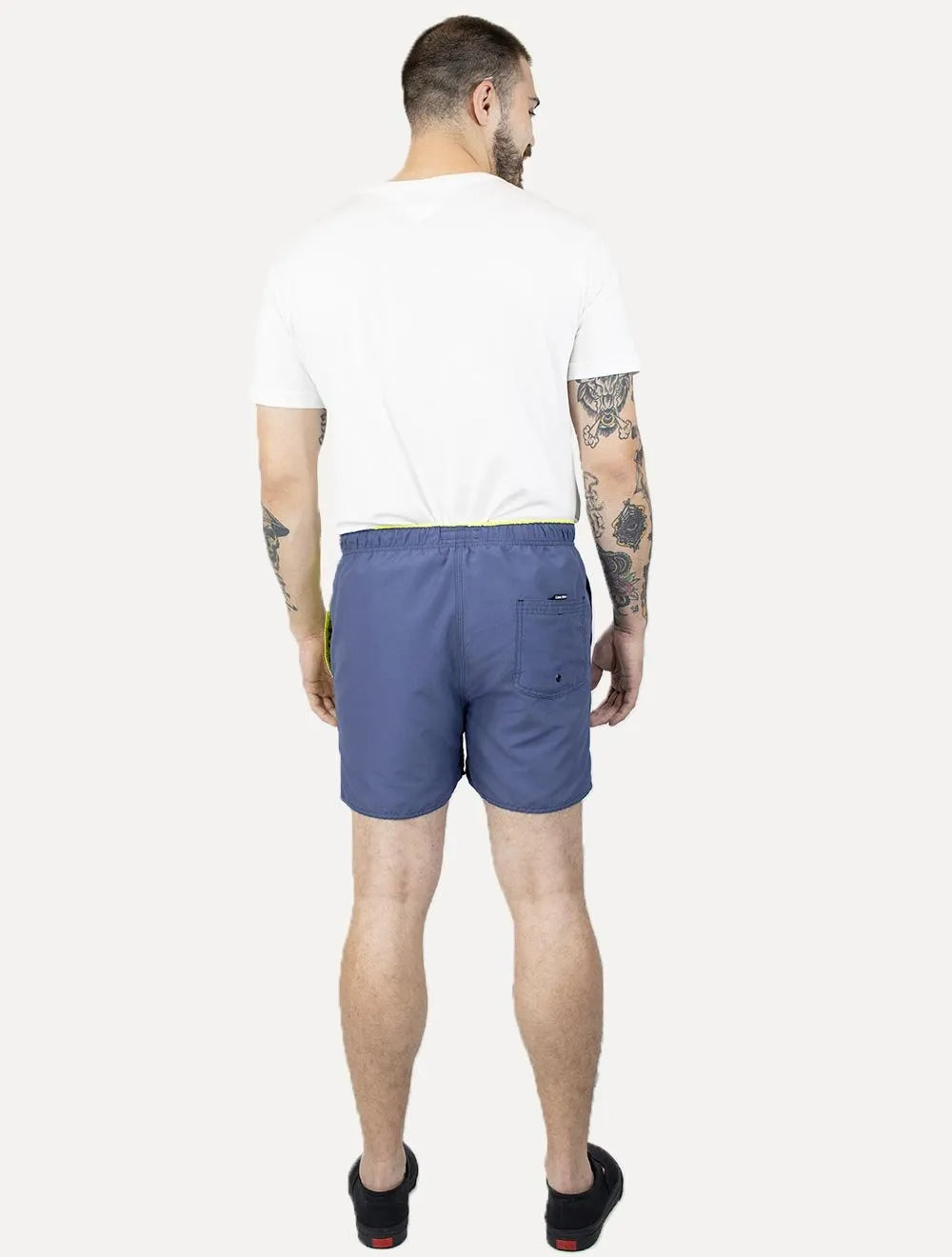 Short Calvin Klein Swimwear D'Água Yellow Vertical Azul Escuro