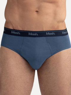 Cueca Mash Slip Cotton Basic Azul Médio/ Marinho/ Índigo Pack 3UN