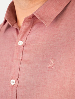 Camisa Original Penguin Masculina Regular Oxford Vermelho Mescla