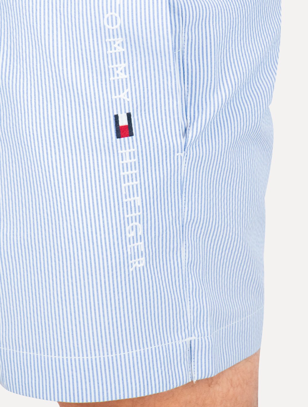 Short Tommy Hilfiger Masculino Medium Drawstring Core Logo Stripe Azul Claro