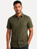 Camisa John John Masculina Regular Manga Curta Rustic Mono Logo Verde Médio