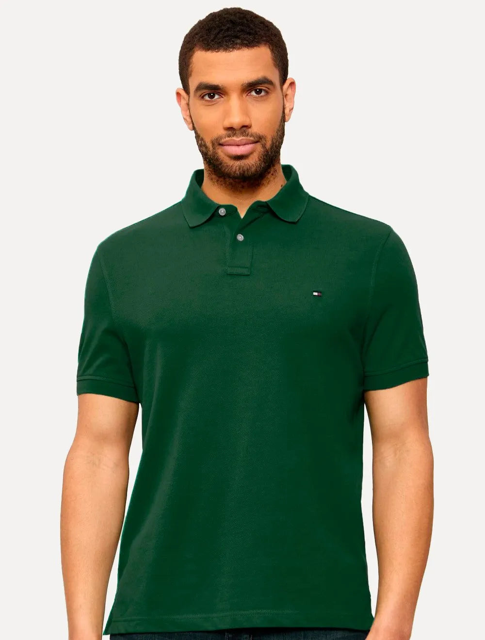 Polo Tommy Hilfiger Masculina Regular Piquet 1985 Verde Bandeira