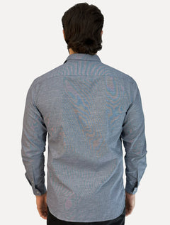 Camisa Dudalina Masculina Slim Fit Superfine Cotton Striped Azul Marinho