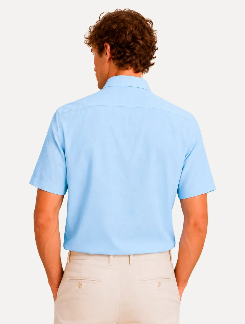 Camisa Dudalina Masculina Manga Curta Slim Superfine Cotton Tricoline Lisa Azul Claro