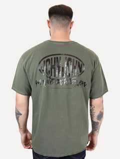 Camiseta John John Masculina Box Stoned Logo Verde Escuro