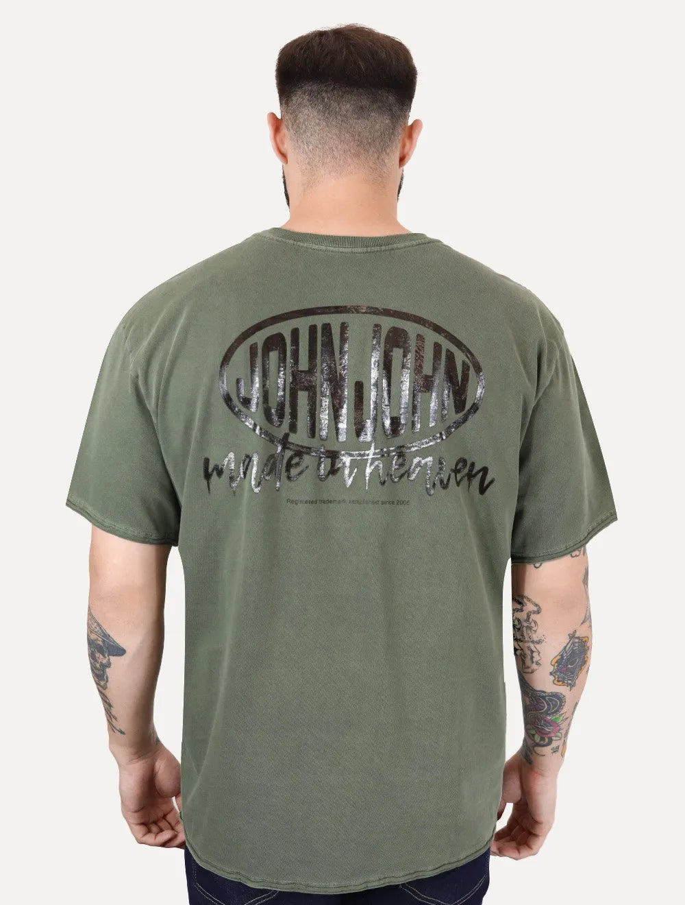 Camiseta John John Masculina Box Stoned Logo Verde Escuro
