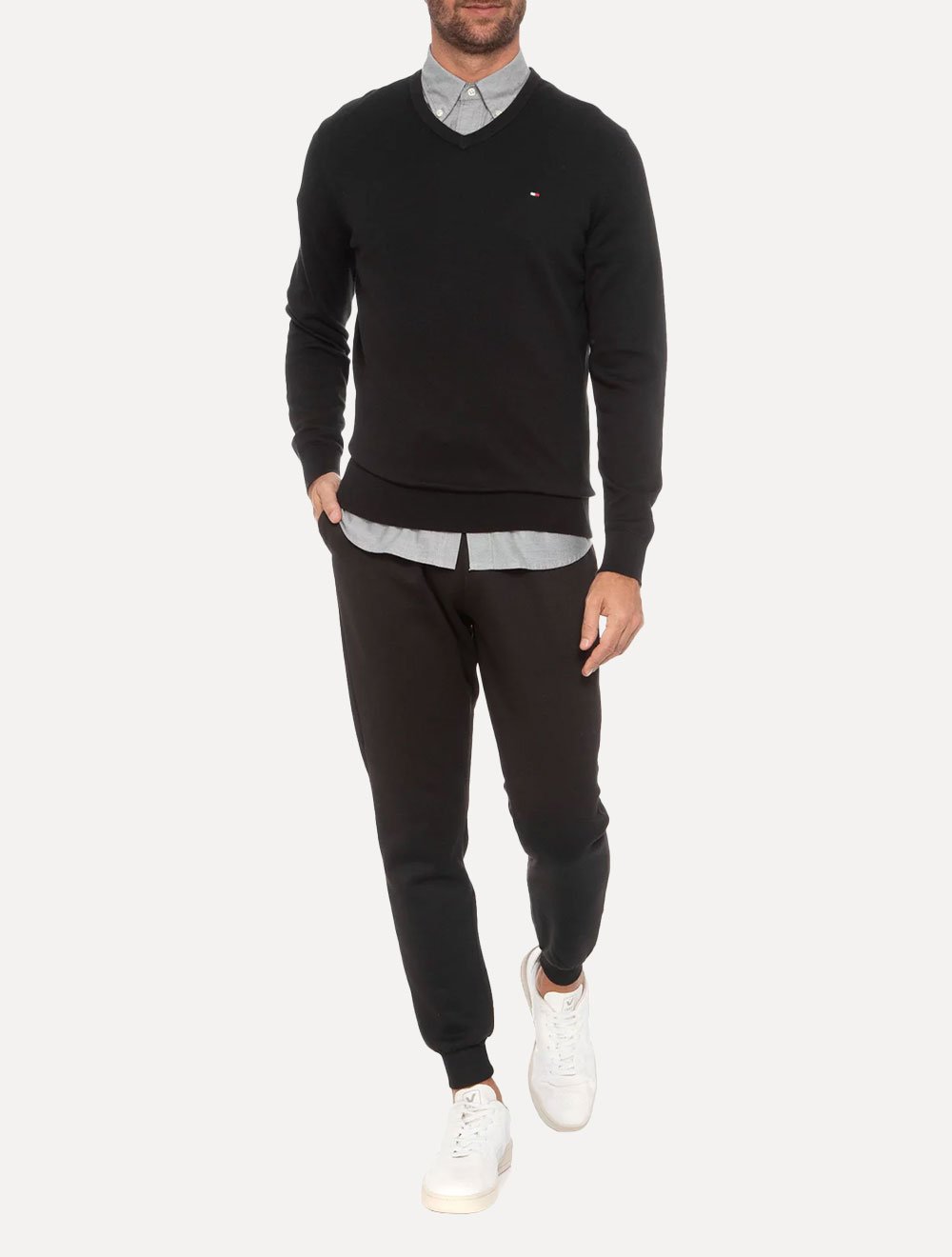 Suéter Tommy Hilfiger Masculino Signature V-Neck Preto