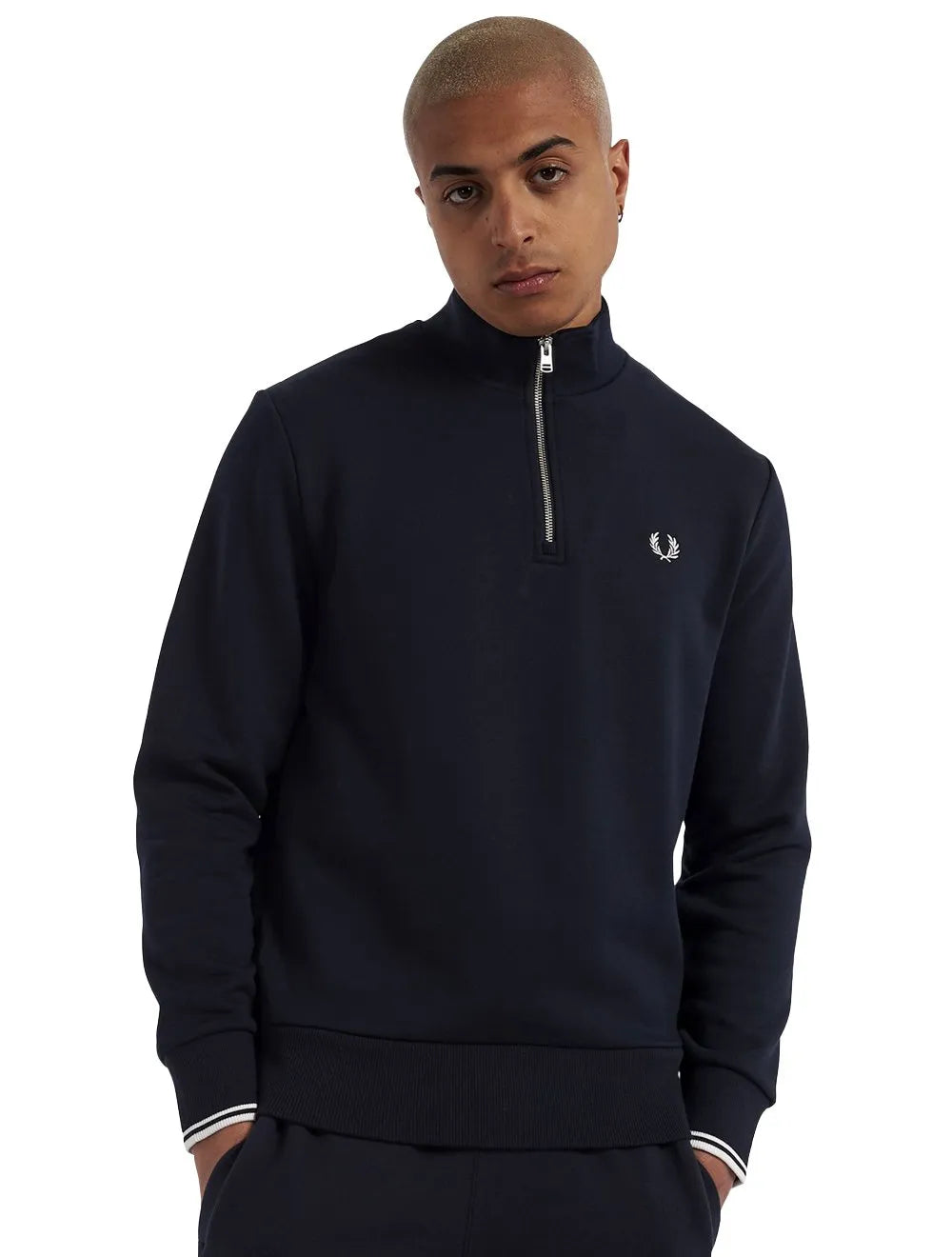 Blusa Fred Perry Moletom Masculina Regular Half Zip Preta