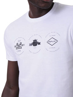Camiseta Replay Masculina C-Neck Italian Brand Branca