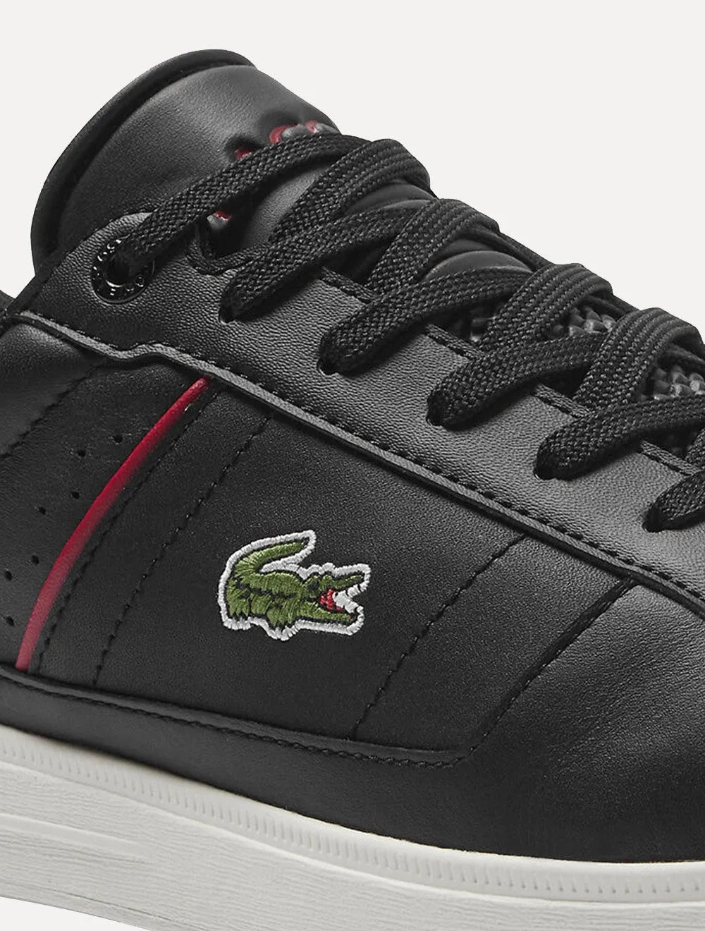 Tênis Lacoste Masculino Couro Europa Pro Leather Blk/Red Preto