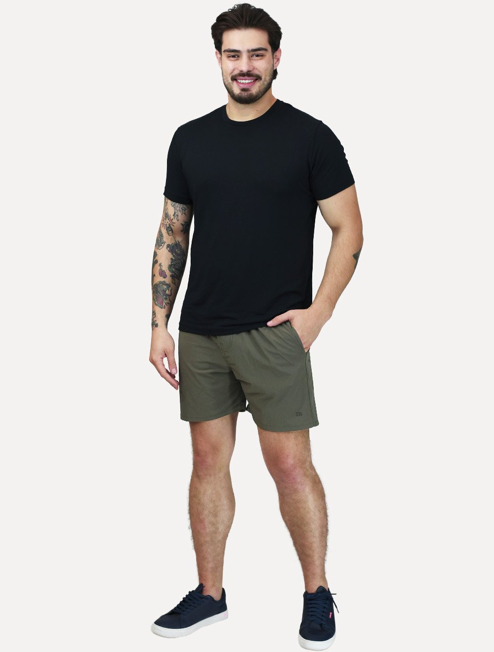 Bermuda King & Joe Masculina Nylon Flex Ripstop Verde Militar