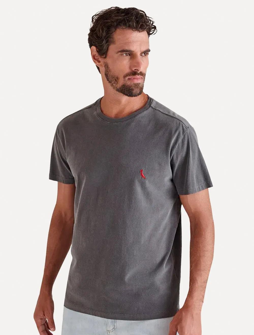 Camiseta Reserva Masculina Básica Brasa Red Stoned Chumbo