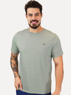 Camiseta Dudalina Masculina Mini Stripes Dark Logo Verde Médio