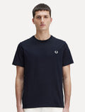 Camiseta Fred Perry Masculina Regular Crewneck Logo Azul Marinho
