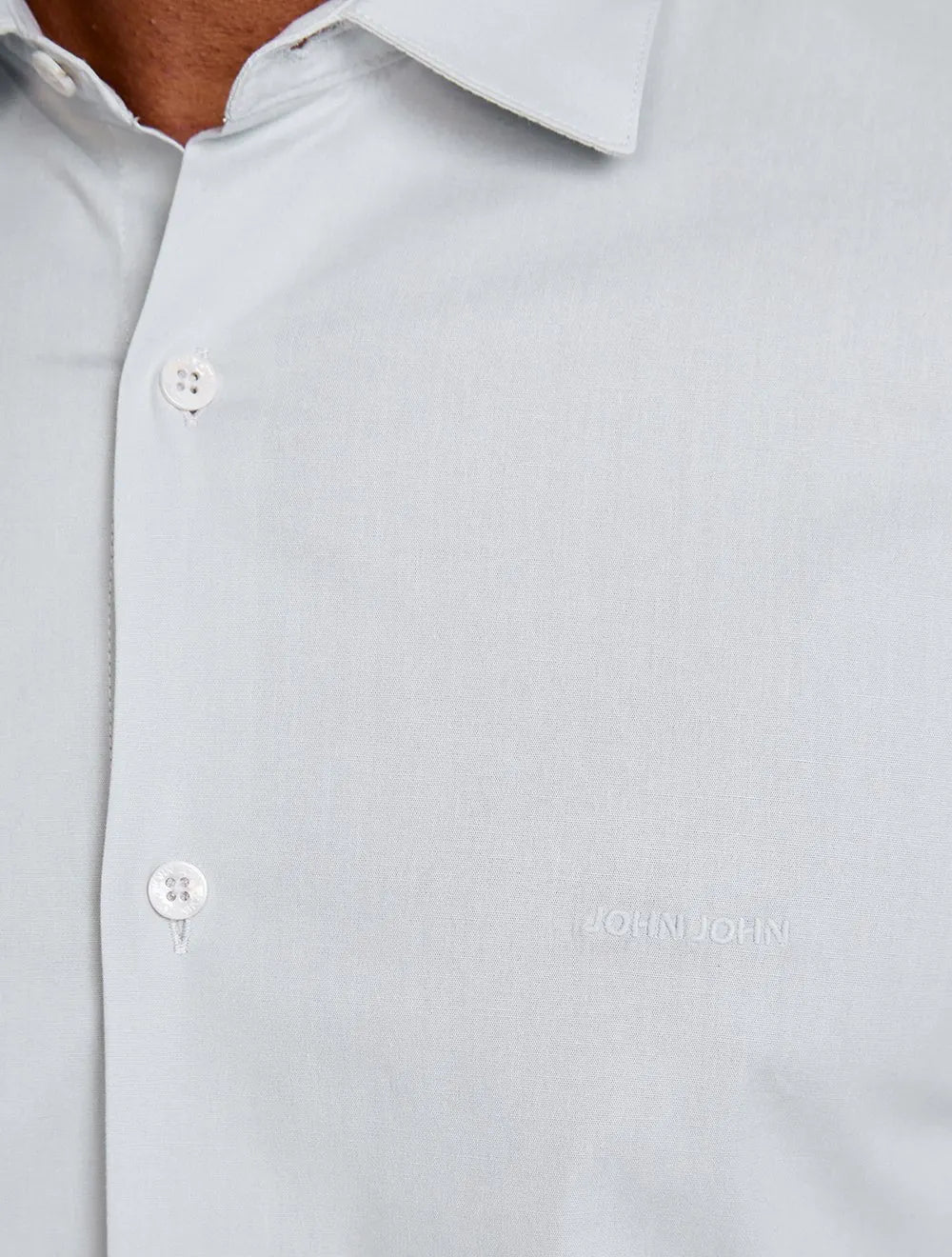 Camisa John John Masculina Slim Logo Ligth Grey Cinza Claro