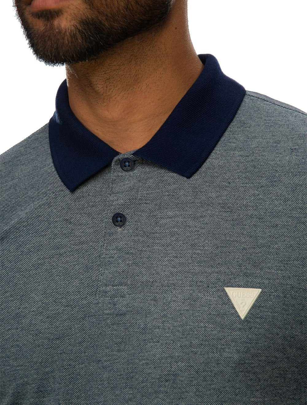 Polo Guess Masculina Piquet Smart Blue Azul Marinho Mescla