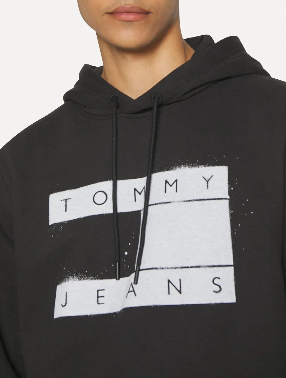 Moletom Tommy Jeans Masculino Hoodie Flag Logo Spray Preto