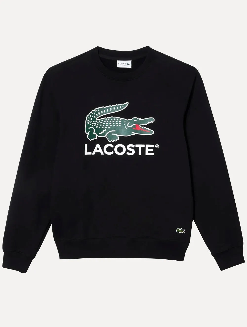 Moletom Lacoste Masculino Crewneck Classic Fit Cotton Fleece Logo Preto
