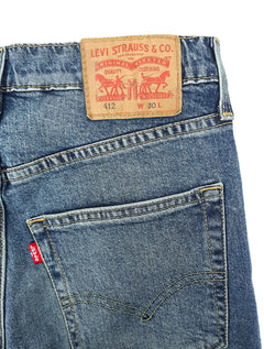 Bermuda Levis Jeans Masculina 412 Slim Shorts Stretch Destroyed Azul