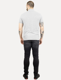 Polo Aramis Masculina Piquet Off Friso Cinza Mescla