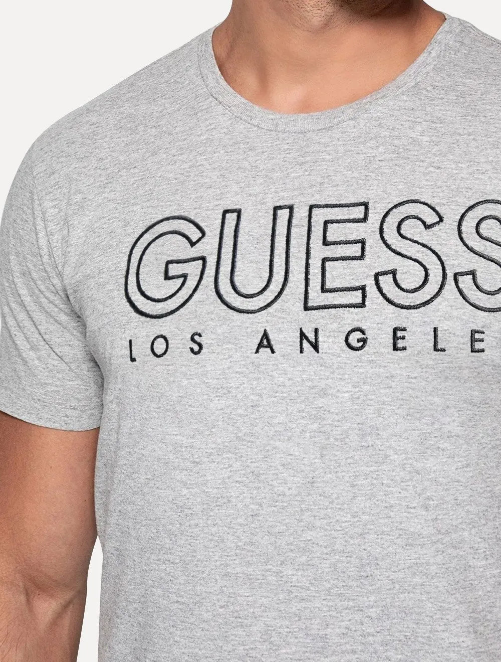Camiseta Guess Big Logo Los Angeles Bordado Cinza