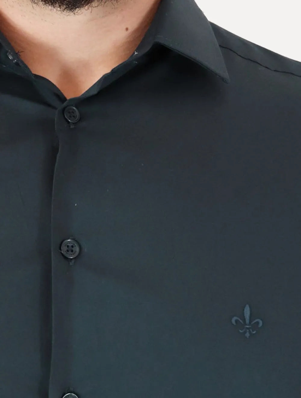 Camisa Dudalina Masculina Milano Tricoline Lisa Stretch Azul Marinho
