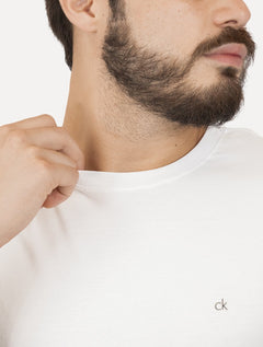 Camiseta Calvin Klein Masculina Meia Malha Basica CK Branca